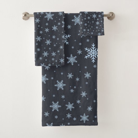 冬のブルーグレー雪の結晶 クリスマスシーズン バスタオルセット (インサイチュ)
