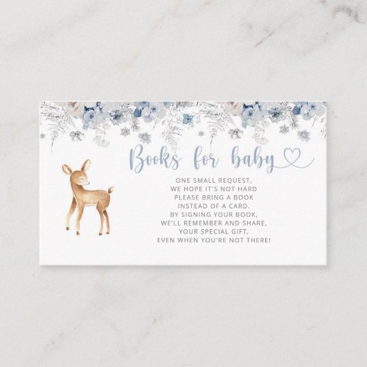 冬のブルーシルバーああ鹿の本ベビーチケット エンクロージャーカード (正面)