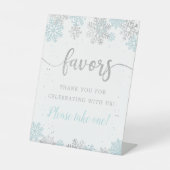 冬のブルーシルバースノーフレークの好意を取る1 台座サイン (正面)