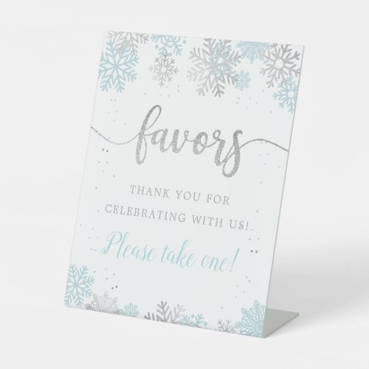 冬のブルーシルバースノーフレークの好意を取る1 台座サイン (正面)