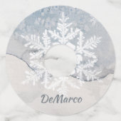 冬のブルースとスノーフレーク ワイングラスタグ (正面)