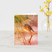 冬のブルーバードアニマルアートノートカード カード (黄色い花)