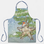冬のブルーバードクリスマスウォーター色の雪の木 エプロン (正面)
