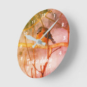 冬のブルーバード抽象芸術パーソナライズされた ラウンド壁時計 (傾斜)