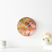 冬のブルーバード抽象芸術パーソナライズされた ラウンド壁時計 (ホーム)