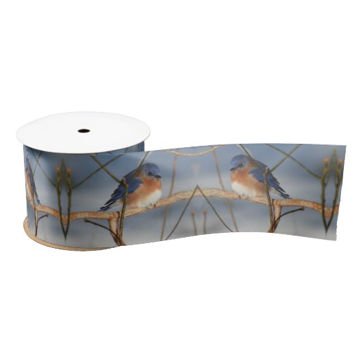 冬のブルーバード サテンリボン (リール)
