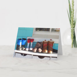 冬のブーツが一列に – Martha's Vineyard カード