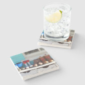 冬のブーツが一列に – Martha's Vineyard ストーンコースター (横)