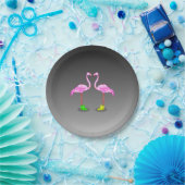 冬のブーツを履いた漫画カラフルのフラミンゴ ペーパープレート (パーティー)