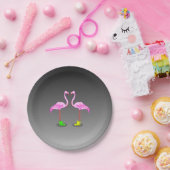 冬のブーツを履いた漫画カラフルのフラミンゴ ペーパープレート (パーティー)