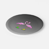 冬のブーツを履いた漫画カラフルのフラミンゴ ペーパープレート (アングル)