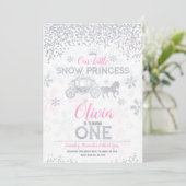 冬のプリンセスの第1誕生日の招待状のグリッター 招待状 (スタンド正面)