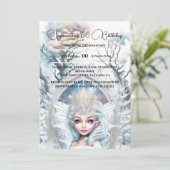 冬のプリンセスラインストーンの王冠の魅惑的な森 招待状 (スタンド正面)