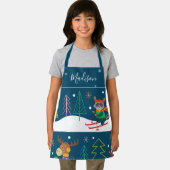冬のプリントかわいい動物と名前 エプロン (インサイチュ)