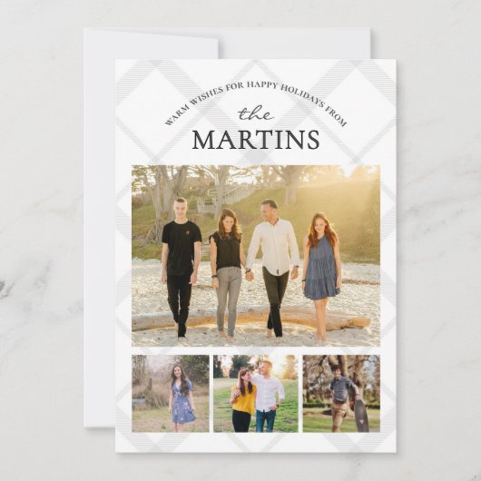 冬のプレイド家族数々の写真コラージュの思い出 シーズンカード (正面)