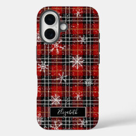 冬のプレイド雪の結晶スクリプト名 iPhone 16ケース
