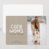 冬のプレイド ほっこりとしたクリスマスカード 招待状 (正面/裏面)