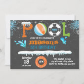 冬のプールの誕生日のパーティの招待状 招待状 (正面)