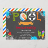 冬のプールパーティーテーマの招待 招待状 (正面/裏面)