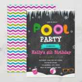 冬のプールパーティー招待状 招待状 (正面/裏面)