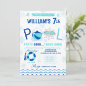 冬のプールパーティー | 水泳の誕生日招待状 招待状 (スタンド正面)