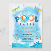 冬のプール誕生日パーティー招待状 招待状 (正面)