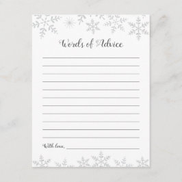 冬のベイビーシャワーのアドバイスカード　シルバーの雪の結晶 エンクロージャーカード