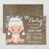 冬のベイビーシャワーの招待状 バルーン 招待状 (正面/裏面)