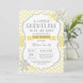 冬のベイビーシャワーの招待状 黄色の雪の結晶 招待状 (スタンド正面)