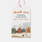 冬のベイビーシャワー感謝祭 スノービレッジの贈り物 ギフトタグ (正面)