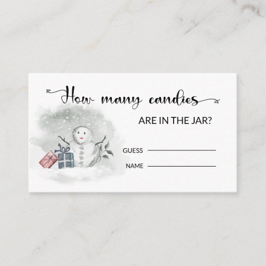 冬のベイビーシャワー　お菓子の数を当てて！ エンクロージャーカード (正面)