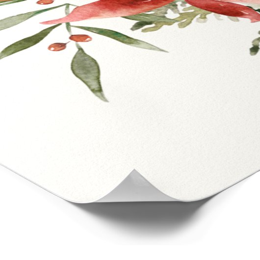 冬のベイビーシャワー エバーグリーン ポインセチア ウェルカム ポスター (角)