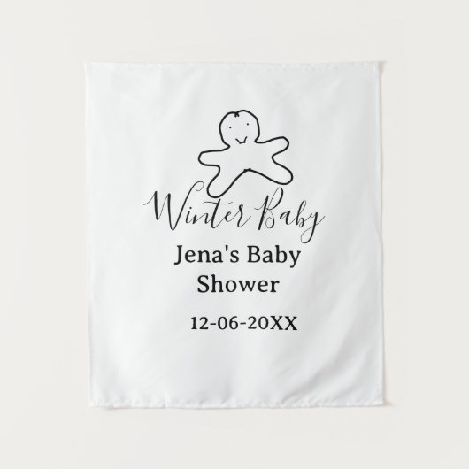 冬のベイビーシャワー クッキー 黒 落書き 手描き タペストリー (正面)