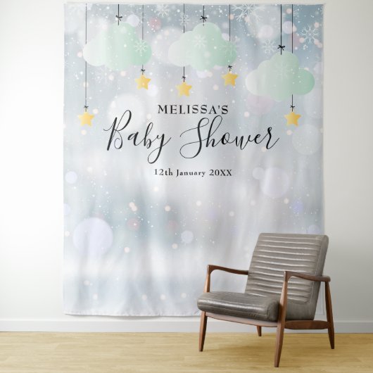 冬のベイビーシャワー フォトブース 背景 タペストリー (インサイチュ)