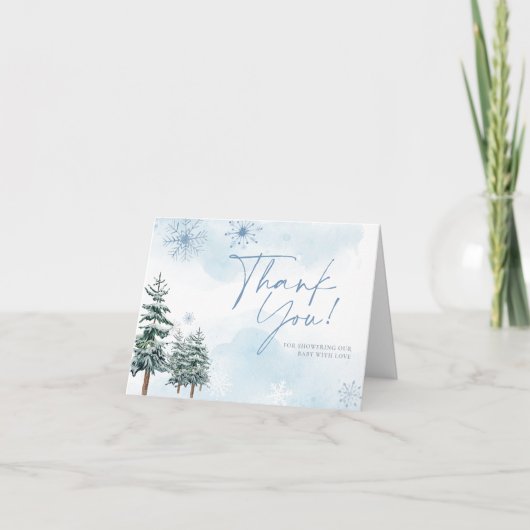 冬のベイビーシャワー 感謝カード (正面)