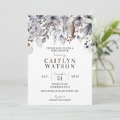 冬のベイビーシャワー、葉、実の招待状 招待状 (スタンド正面)