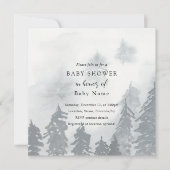 冬のベイビーシャワー　雪の木々 招待状 (正面)