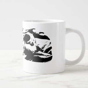 冬のベッドでくつろぐテリアの時計 ジャンボコーヒーマグカップ