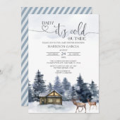 冬のベビーがベビーシャワーの外で寒い 招待状 (正面/裏面)