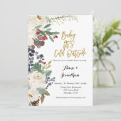 冬のベビーその冷たい外のカップルのシャワー招待状 招待状 (スタンド正面)