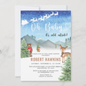 冬のベビーその冷たい外の男の子の赤ちゃんシャワー 招待状 (正面)