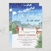 冬のベビーその冷たい外の男の子の赤ちゃんシャワー 招待状 (正面/裏面)