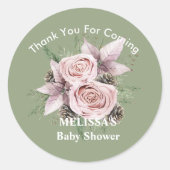 冬のベビーで開花ピンクのフローラピネコーングリーン ラウンドシール (正面)