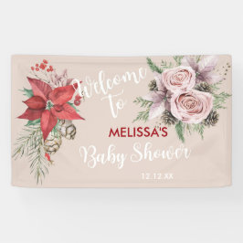 冬のベビーで開花ポインセチアpinecones歓迎 横断幕