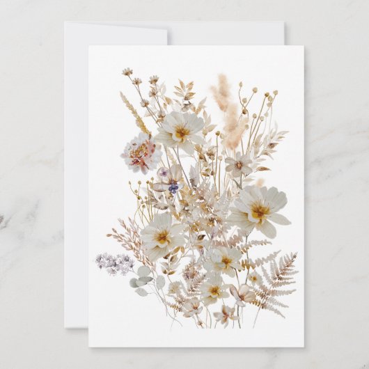 冬のベビーで開花野草素朴な赤ちゃんシャワー 招待状 (裏面)