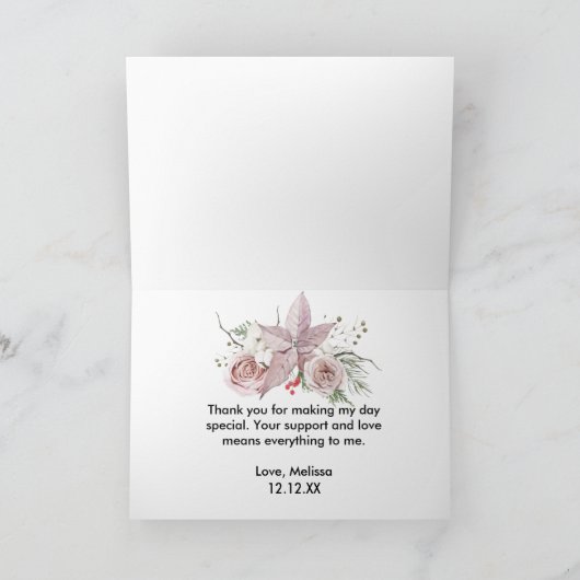 冬のベビーで開花2写真ベビーシャワー サンキューカード (内部)