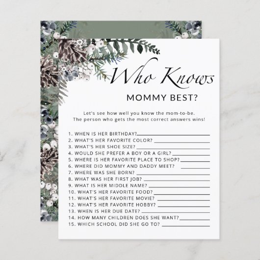 冬のベビーのチャワー誰がママのゲームを知っ最高のている (正面/裏面)