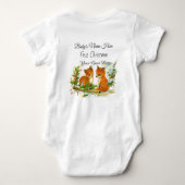 冬のベビーの初めてのクリスマスの水彩画のキツネ ベビーボディスーツ (裏面)