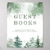冬のベビーの赤ちゃんシャワーのゲストブック ポスター (正面)