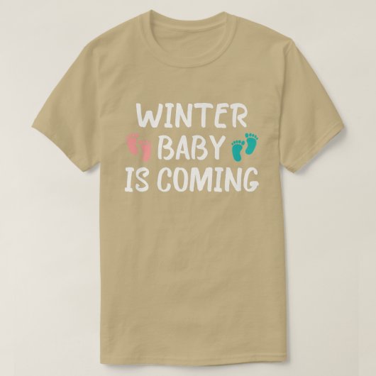 冬のベビーは来妊娠おもしろい発表である Tシャツ (デザイン正面)
